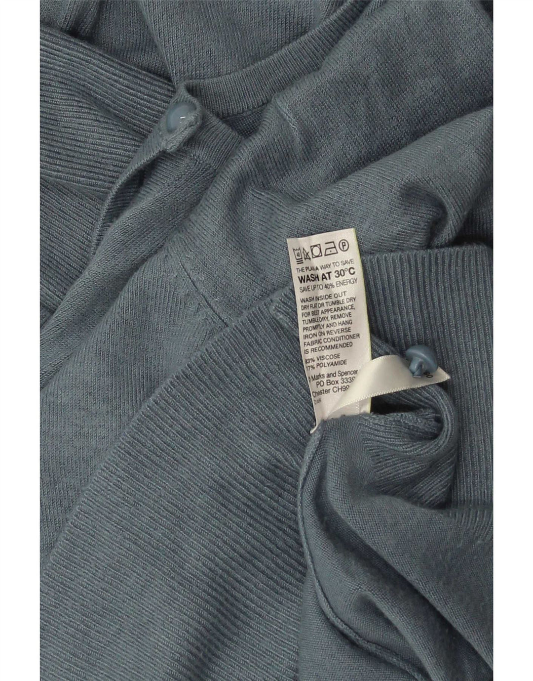 Suéter cardigã feminino Marks & Spencer Reino Unido 14 grande viscose azul