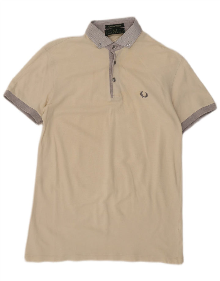 Camisa polo masculina Fred Perry pequena bege colorblock