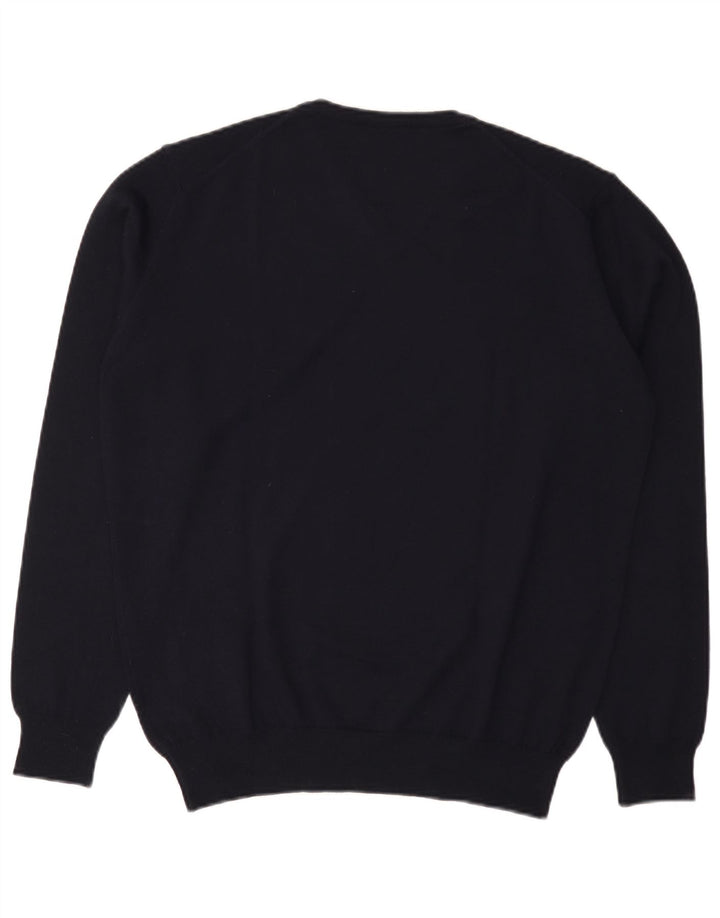 Suéter masculino Dack com decote em V XL lã azul marinho