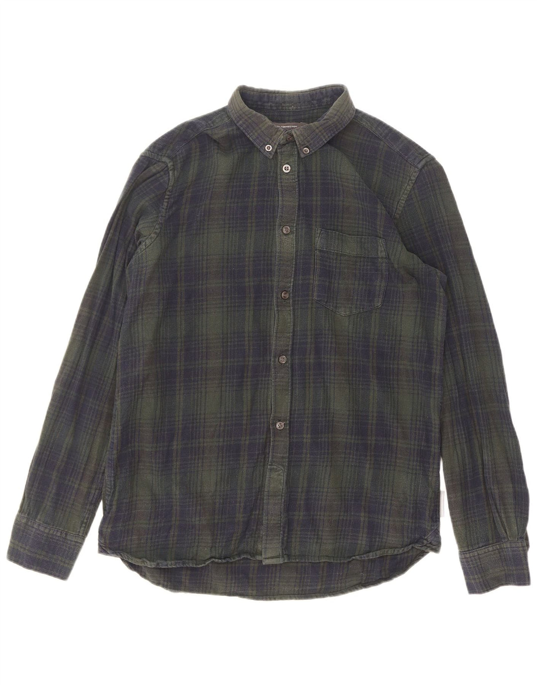 Camisa masculina de flanela French Connection grande algodão xadrez verde