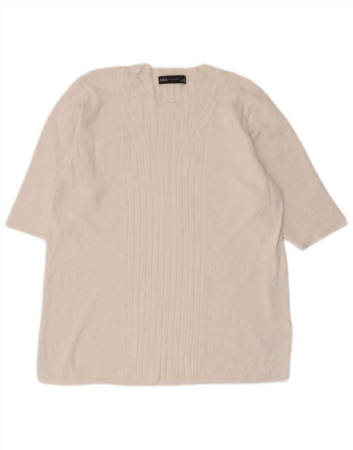 Blusa feminina Marks & Spencer UK 18 XL viscose branca