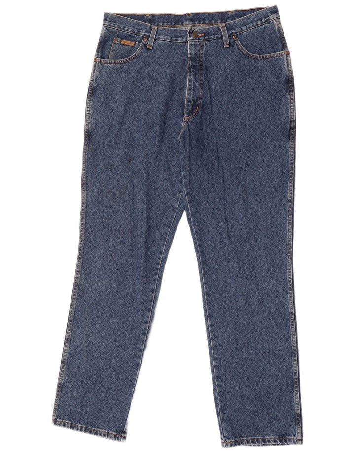 Wrangler Mens Straight Jeans W38 L30 Azul Algodão
