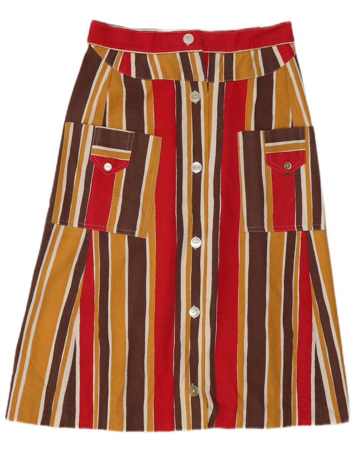 Saia vintage feminina linha A W26 pequena listrada multicolorida