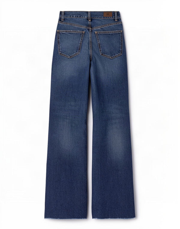 Zara Jeans feminino cintura alta com perna larga EU 34 2XS W24 L32 azul