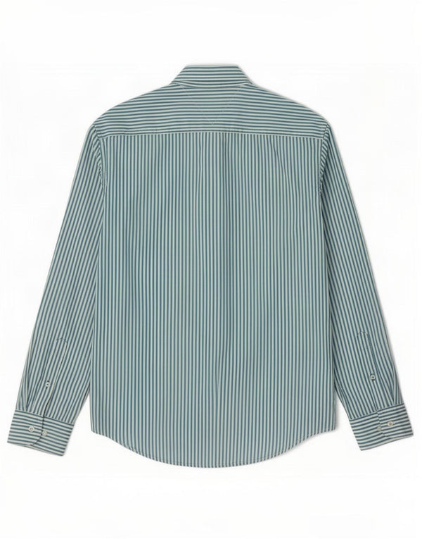 Tommy Hilfiger Camisa masculina New York Fit grande algodão listrado azul