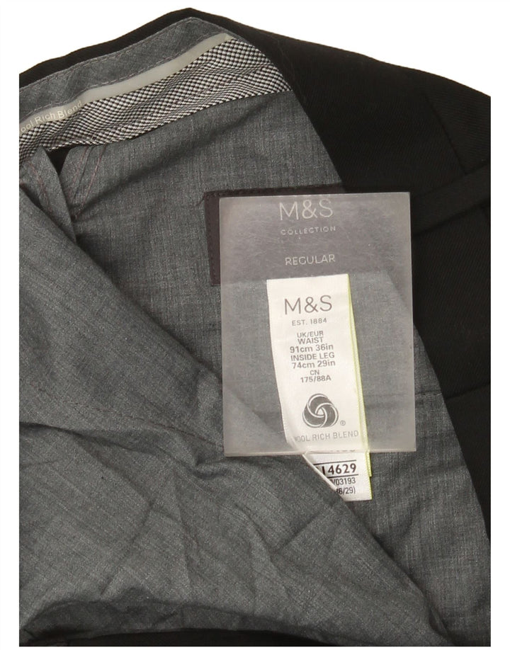 Calça feminina reta regular Marks & Spencer W36 L29 lã preta