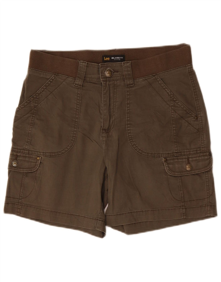 Shorts cargo feminino LEE cintura média e ajuste relaxado US 6 médio W30 algodão cáqui