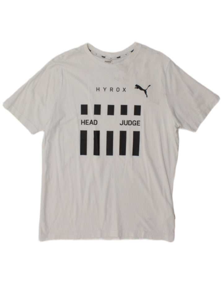 Puma Mens Graphic T-Shirt Top Médio Algodão Branco