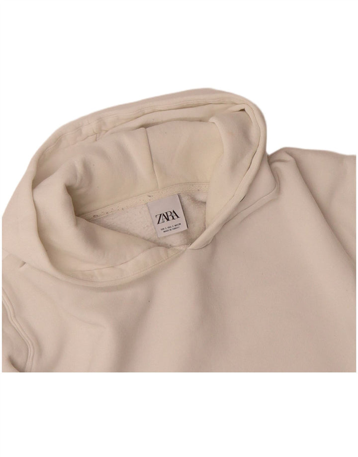 ZARA moletom com capuz masculino pequeno algodão branco