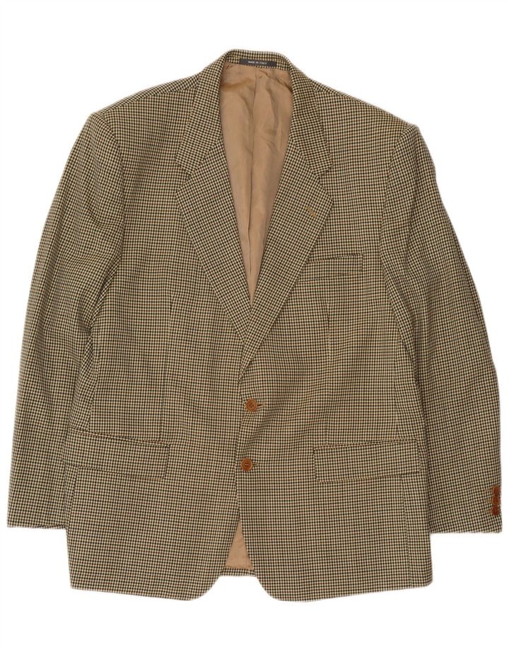 Jaqueta blazer masculina de 2 botões Angiolo Miliotti Reino Unido 42 XL verde Houndstooth