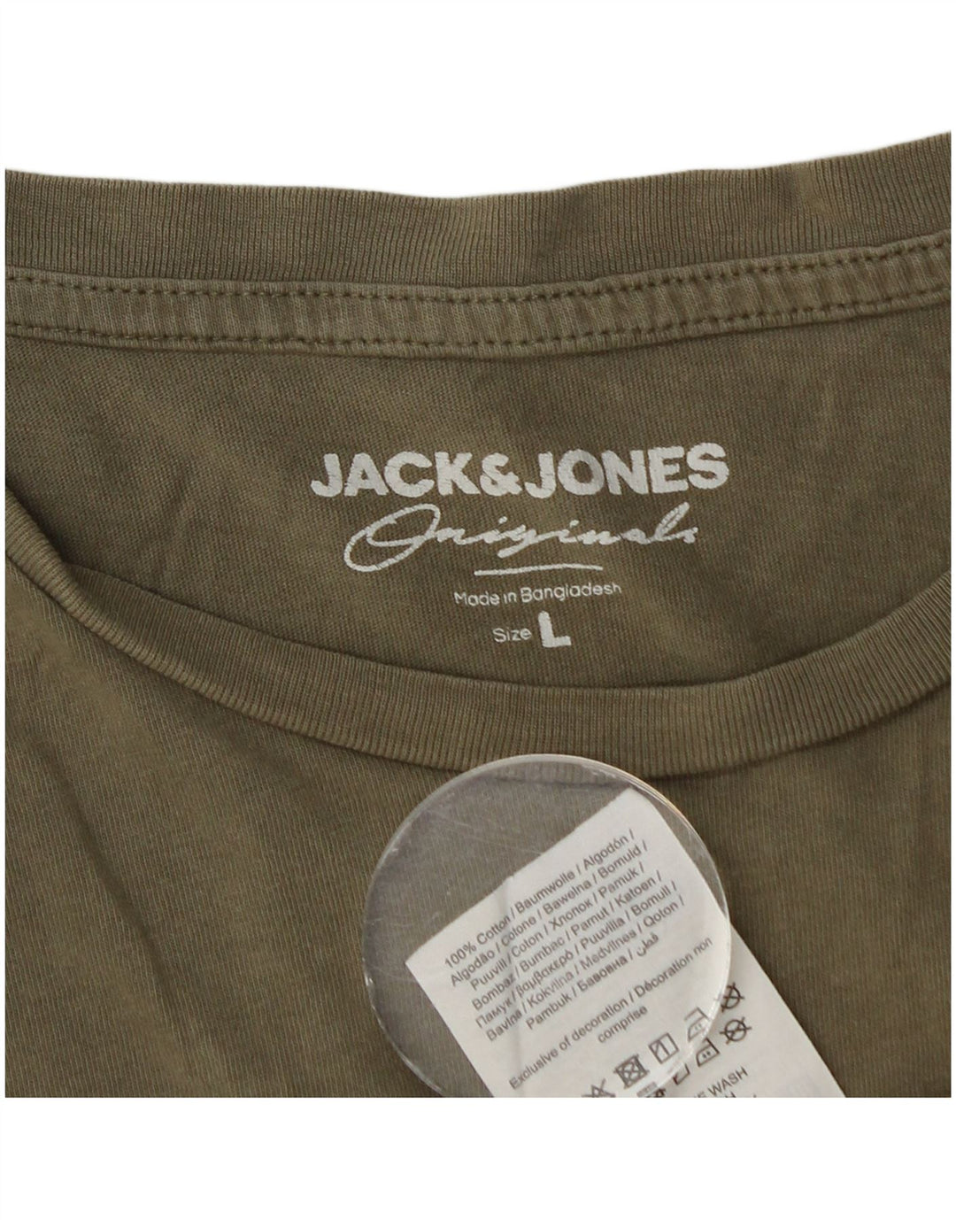 Camiseta masculina Jack & Jones grande algodão cáqui