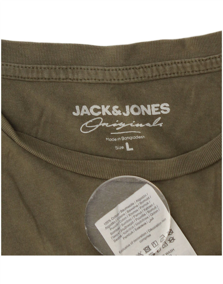 Camiseta masculina Jack & Jones grande algodão cáqui