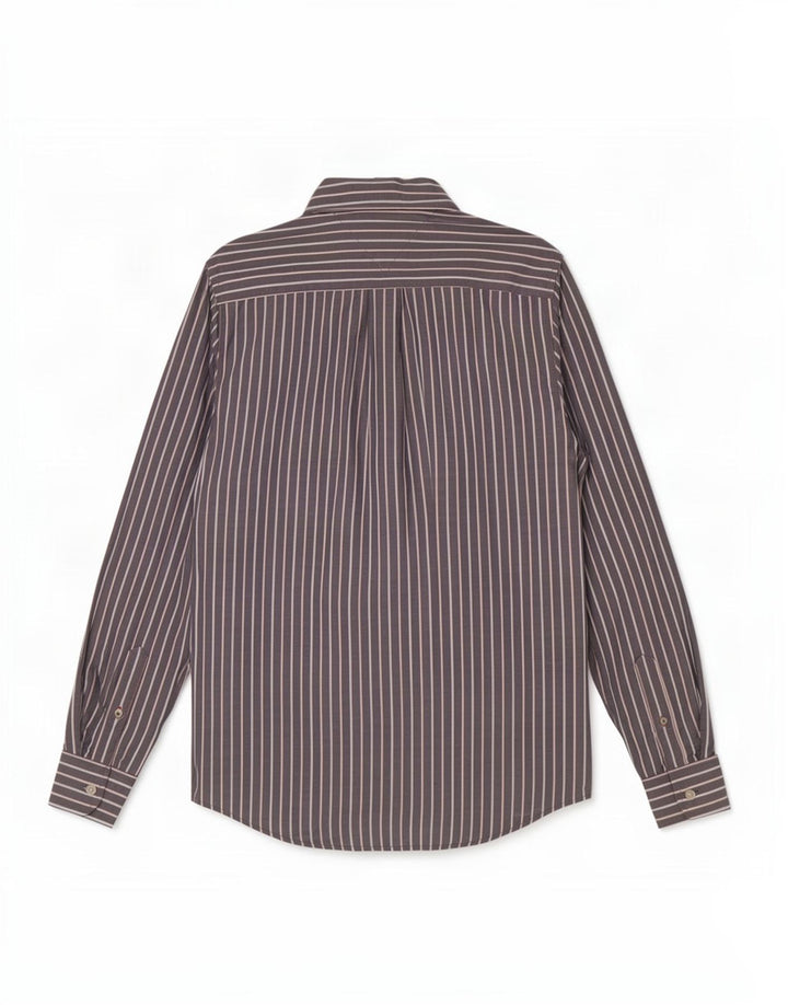 Camisa masculina Tommy Hilfiger pequena listrada cinza algodão