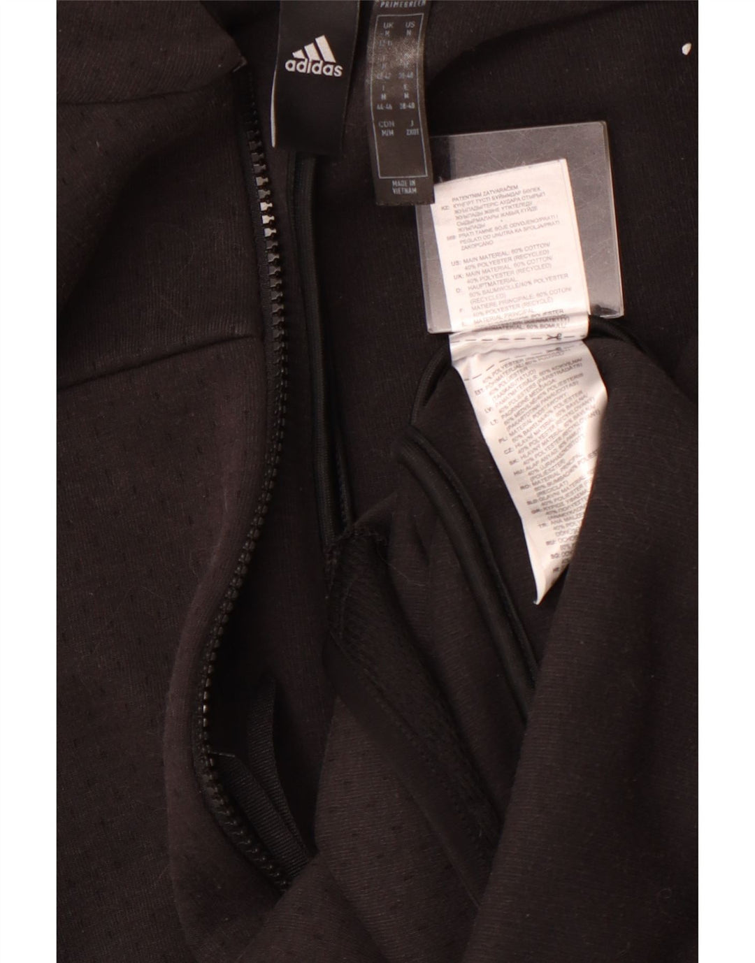 ADIDAS Suéter feminino Primegreen Graphic Zip com capuz UK 12/14 Médio Preto