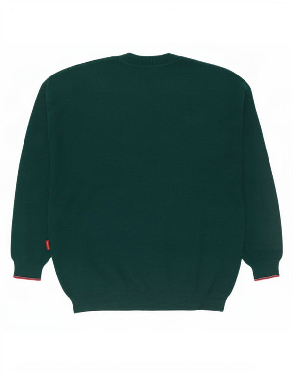 Suéter masculino Il Granchio com gola redonda, lã listrada verde grande