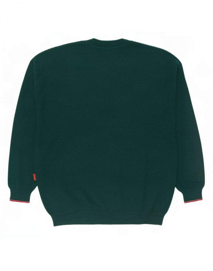Suéter masculino Il Granchio com gola redonda, lã listrada verde grande