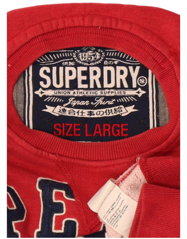 Superdry moletom gráfico masculino jumper grande algodão vermelho