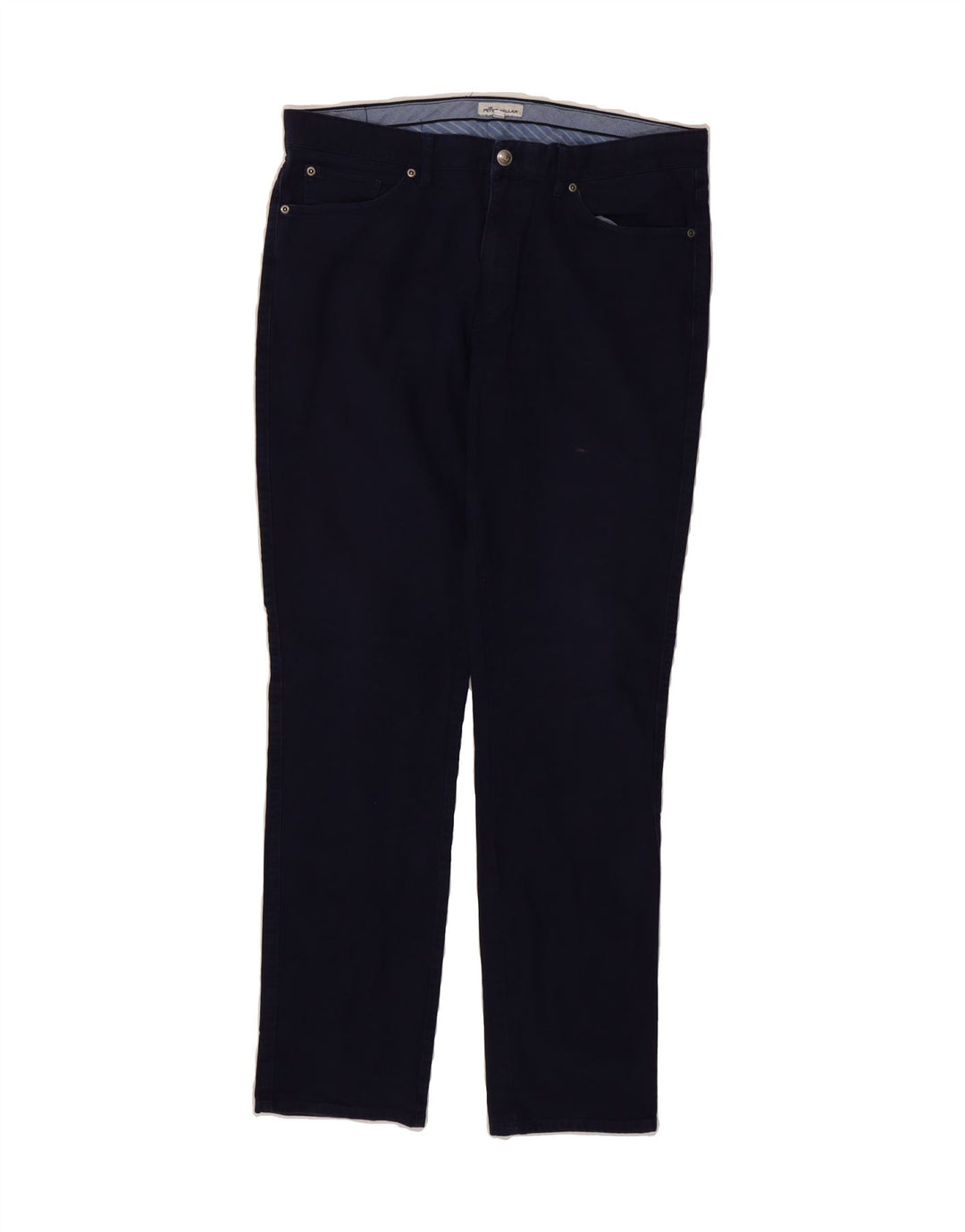 PETER MILLAR Mens Slim Casual Trousers W35 L33 Navy Blue Cotton Vintage Peter Millar and Second-Hand Peter Millar from Messina Hembry 