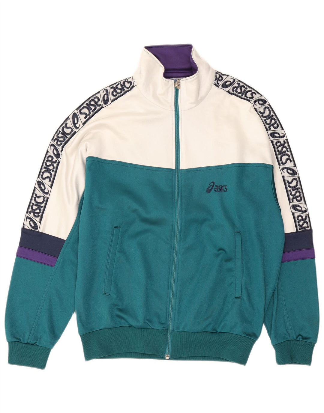 Asics Mens Graphic Full Tracksuit IT 48 Medium Green Colourblock