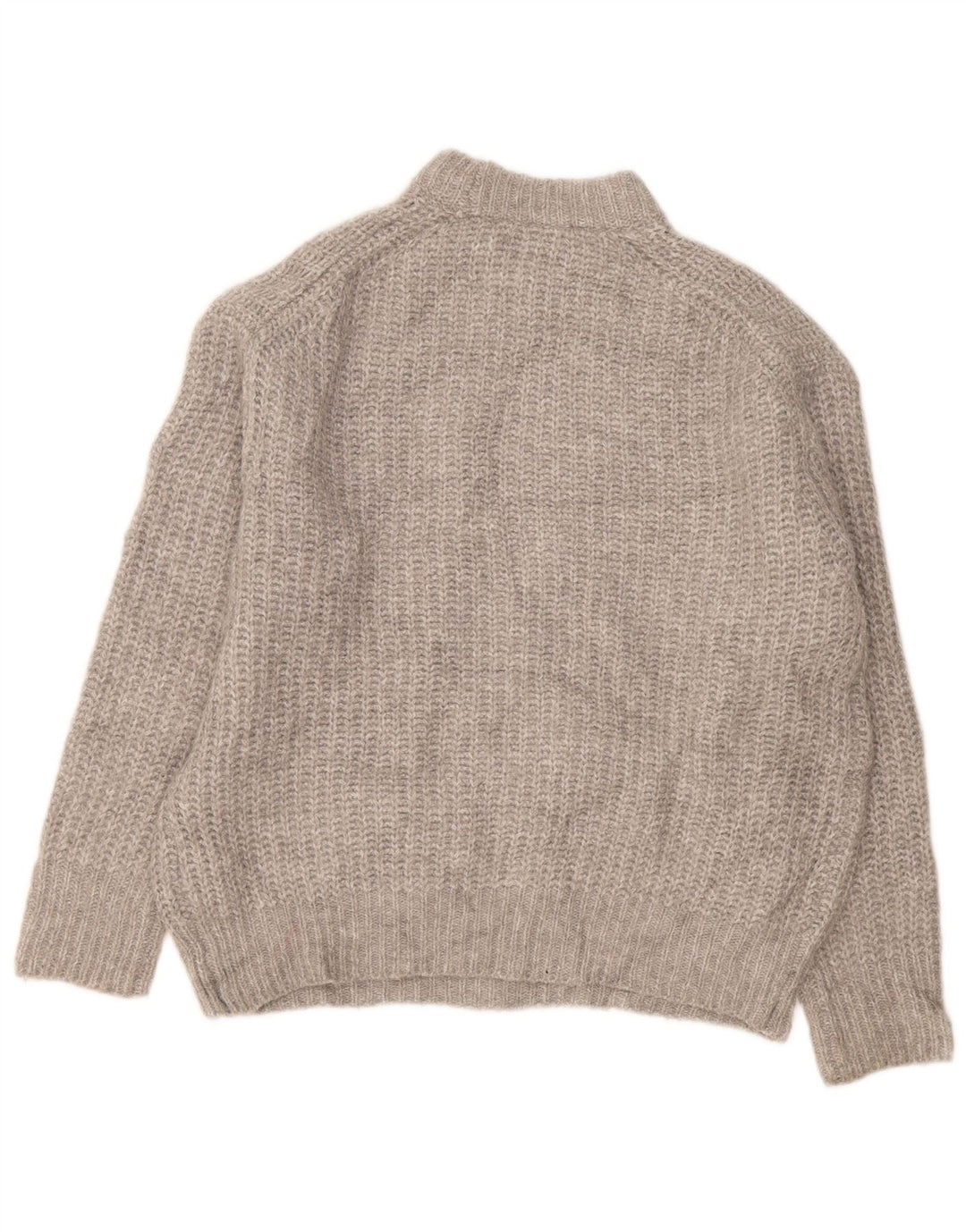 Zara Suéter feminino oversized com gola tartaruga Reino Unido 10 pequeno poliéster cinza