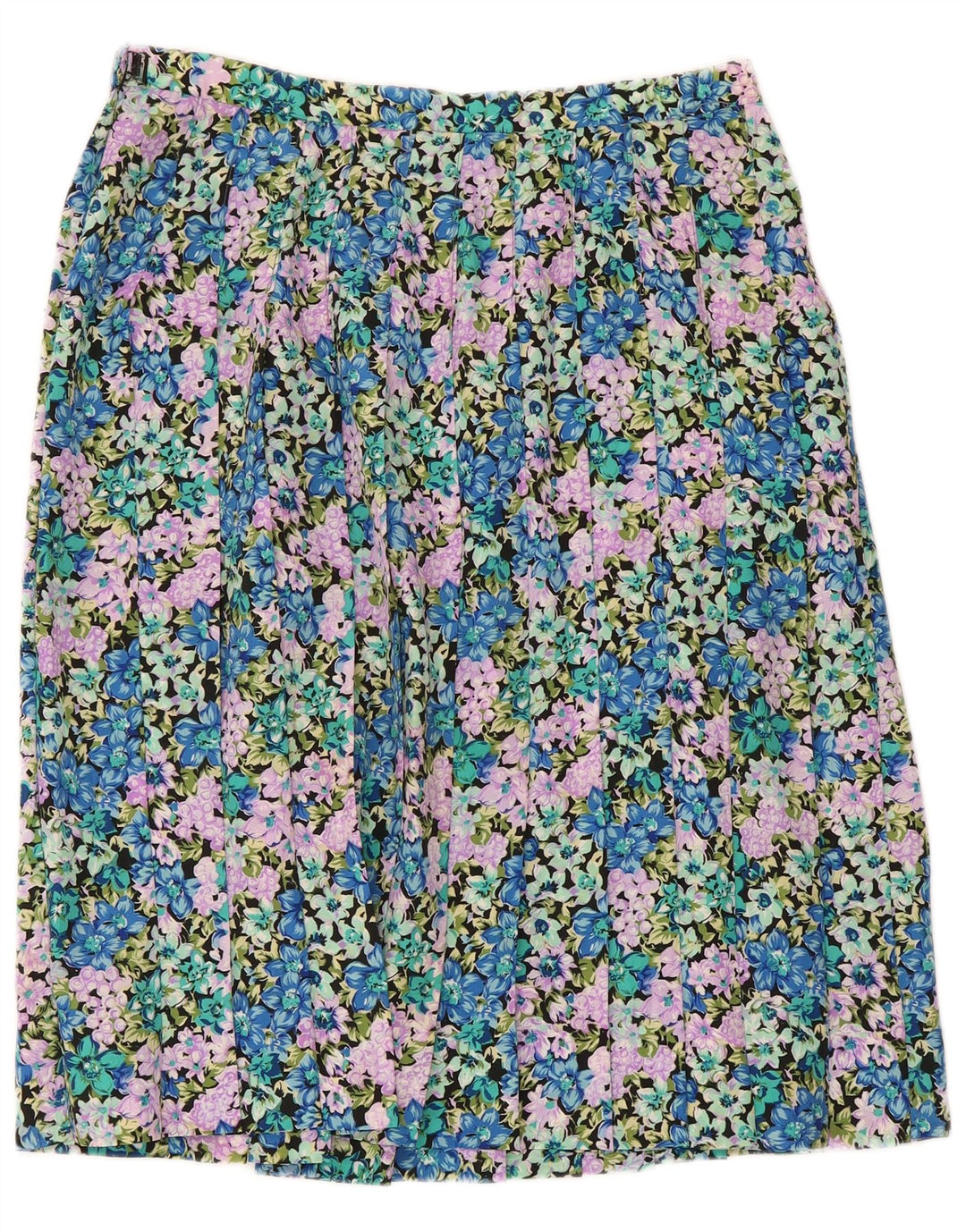 Saia plissada feminina vintage W30 média floral multicolorida
