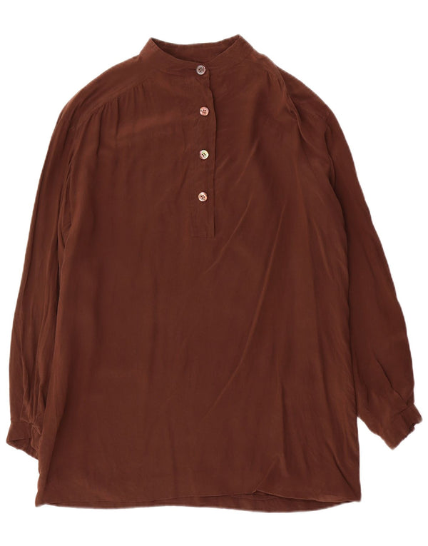 Blusa feminina vintage de manga comprida UK 14 marrom médio