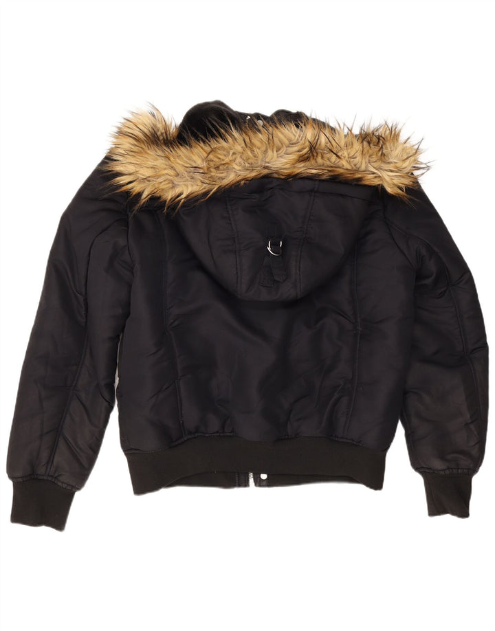 Jaqueta bomber masculina Zara com capuz Reino Unido 40 grande poliéster azul marinho