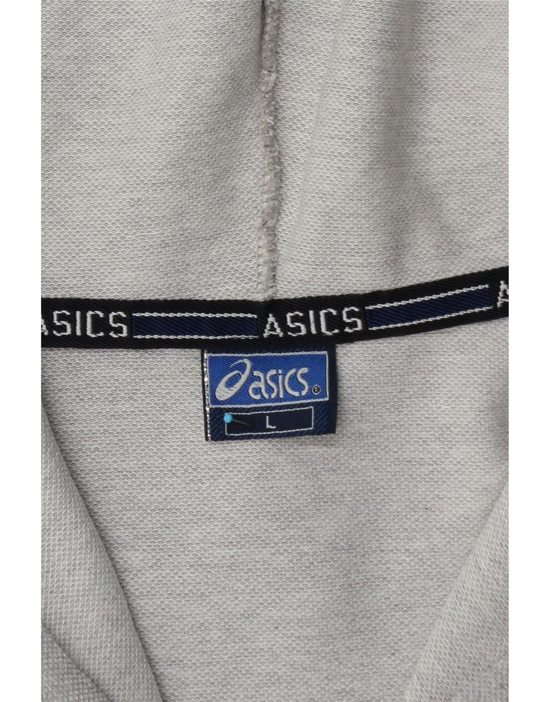 Suéter ASICS masculino com capuz e zíper pequeno cinza