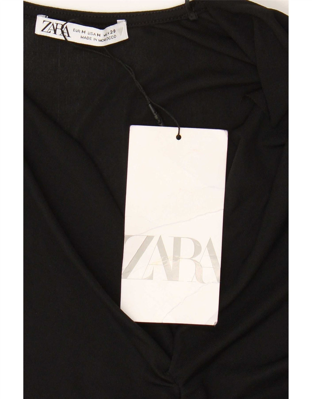 Blusa feminina de manga comprida Zara Top UK 12 poliéster preto médio