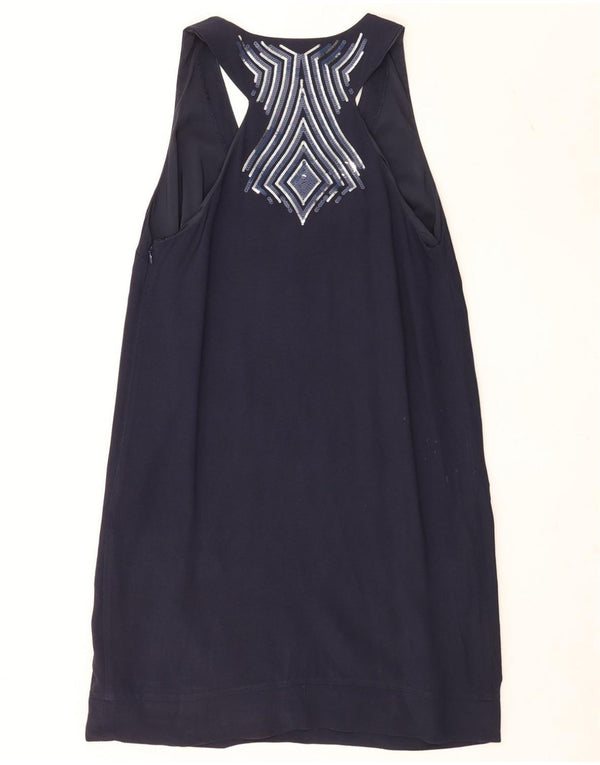 Vestido feminino Patrizia Pepe sem mangas IT 46 grande azul marinho geométrico