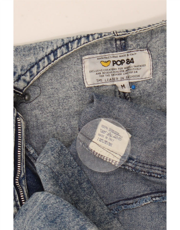 POP 84 Vestido jeans feminino de manga comprida UK 14 algodão azul médio