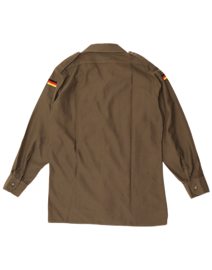 Camisa militar masculina vintage tamanho 39/40 poliéster cáqui médio