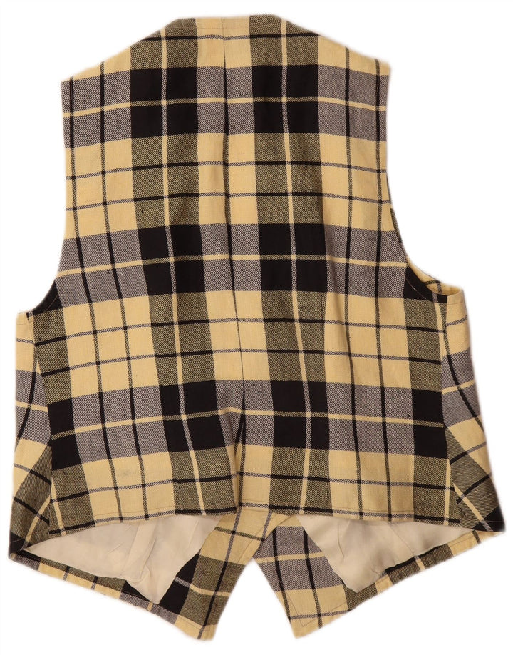 Colete feminino vintage UK 14 xadrez amarelo médio