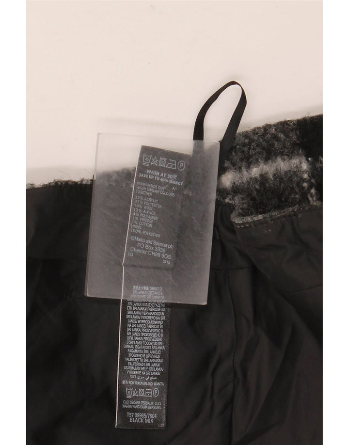 Minissaia feminina Marks & Spencer Reino Unido 12 médio W32 cinza xadrez acrílico