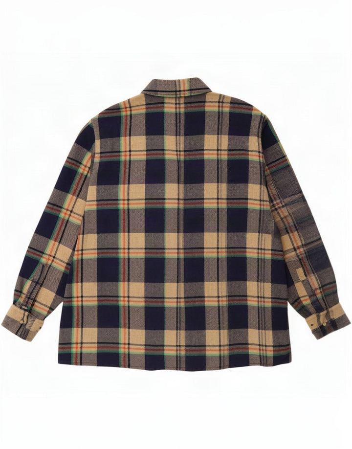 Camisa masculina de flanela vintage tamanho 47 2XL xadrez multicolorida