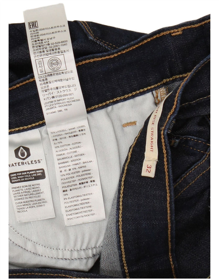 Shorts jeans feminino Levi's 724 de cintura alta W32 grande azul marinho Lyocell