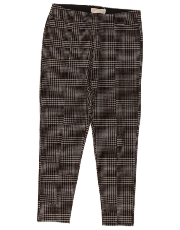 Calça Zara Meninas Slim Casual 13-14 Anos W26 L23 Cinza Poliéster Xadrez