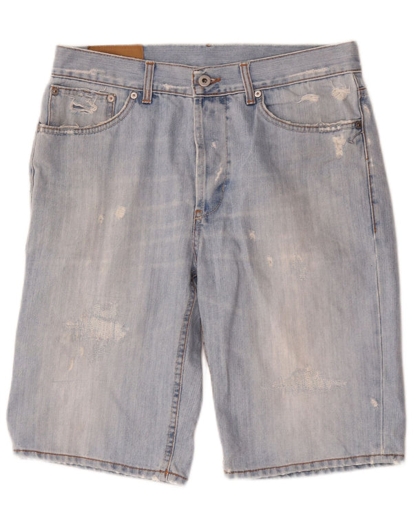 Shorts jeans masculino Dondup desgastado W33 algodão azul médio