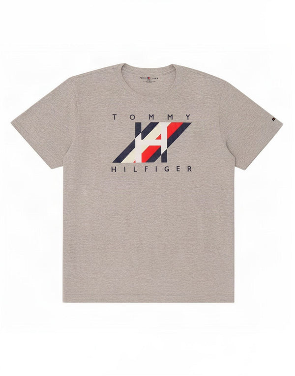 Tommy Hilfiger Mens Graphic T-Shirt Top Large Grey Cotton