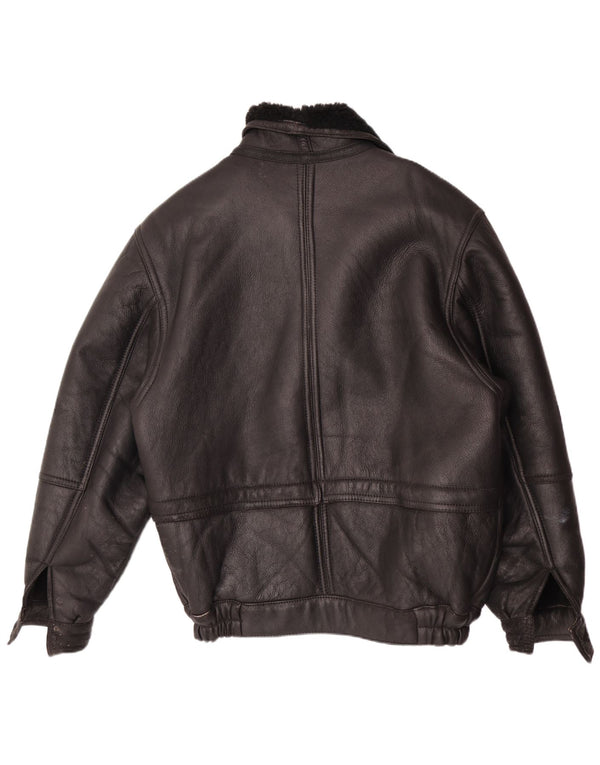 Vintage Mens Shearling Jacket IT 50 Large Black
