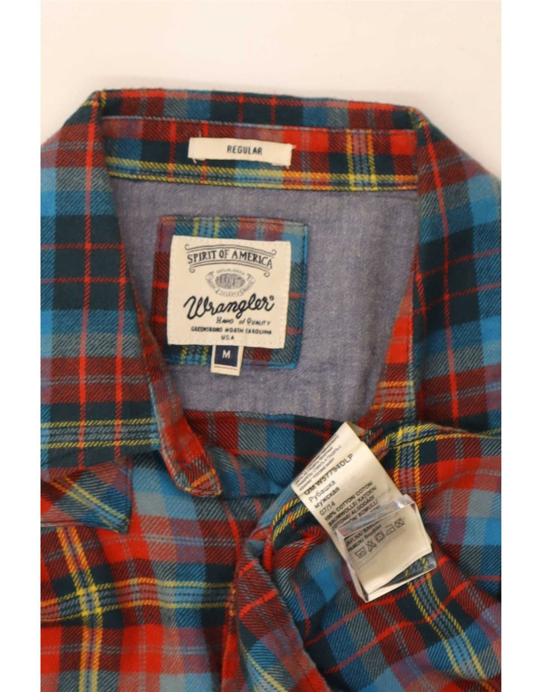 Camisa Wrangler masculina de flanela de ajuste regular, algodão xadrez vermelho médio