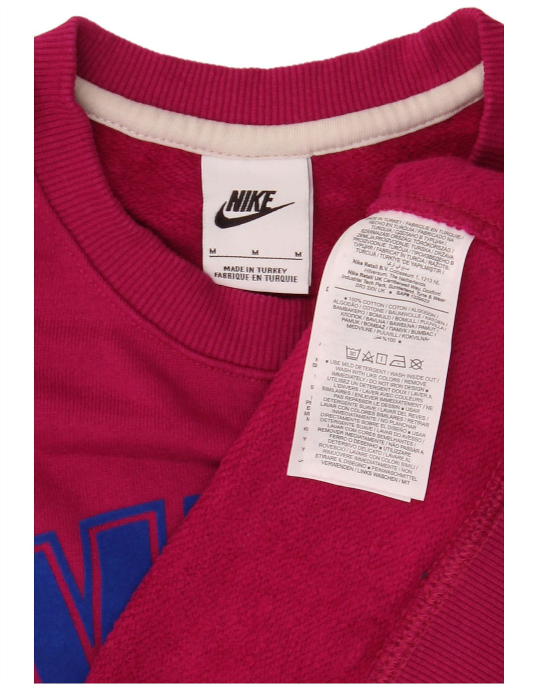 Nike feminino gráfico oversized moletom jumper UK 14 médio algodão rosa