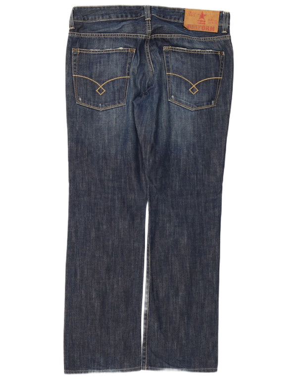 Uniforme masculino jeans reto W34 L32 algodão azul