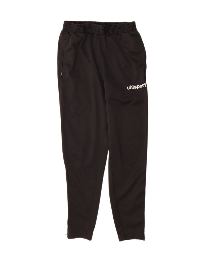 Calça de treino masculina Uhlsport com estampa gráfica pequena de poliéster preto
