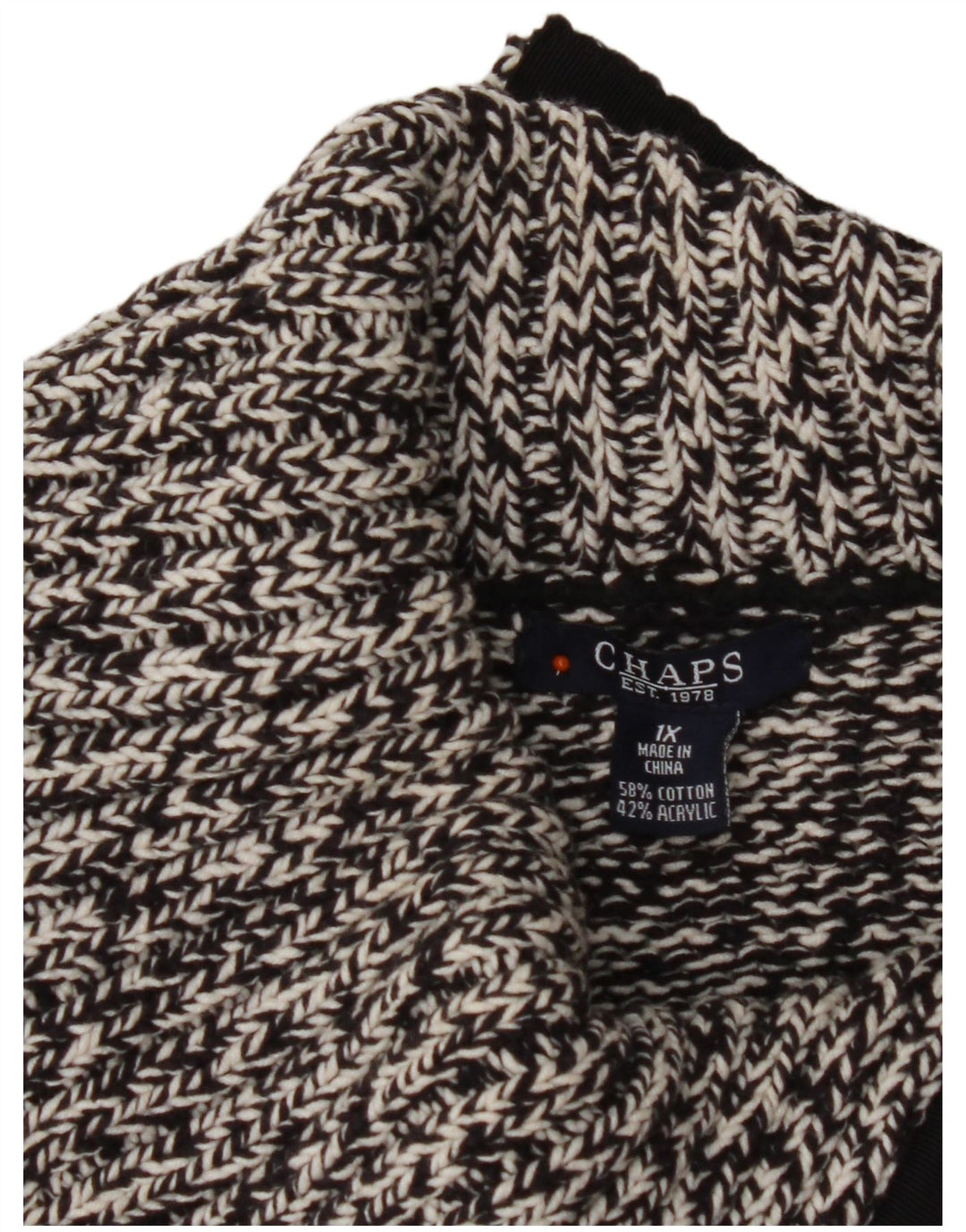 Suéter feminino Chaps com gola redonda UK 18 XL algodão manchado preto