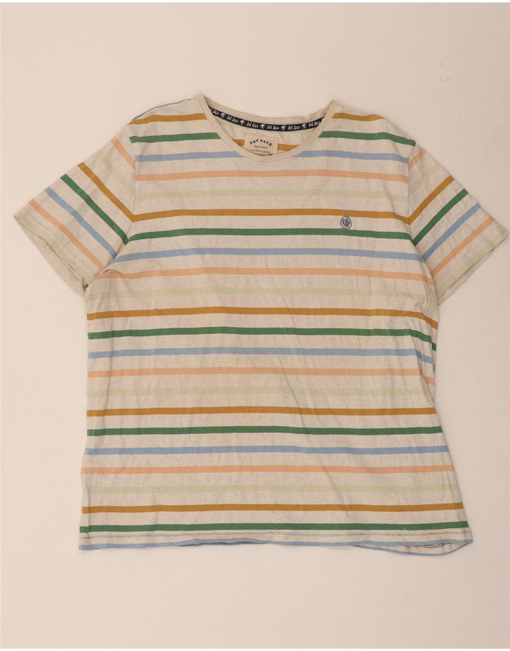 Camiseta masculina Fat Face Top 2XL algodão listrado multicolorido