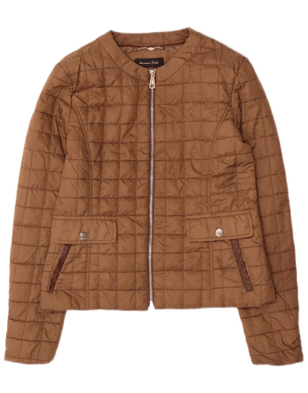 Jaqueta acolchoada feminina Massimo Dutti UK 12 poliéster marrom médio