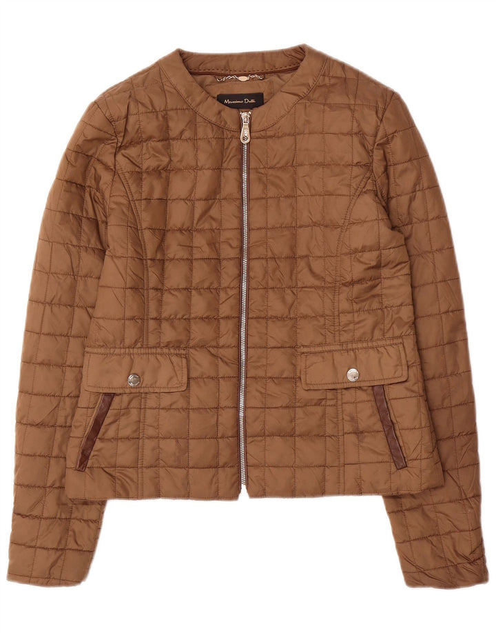 Jaqueta acolchoada feminina Massimo Dutti UK 12 poliéster marrom médio