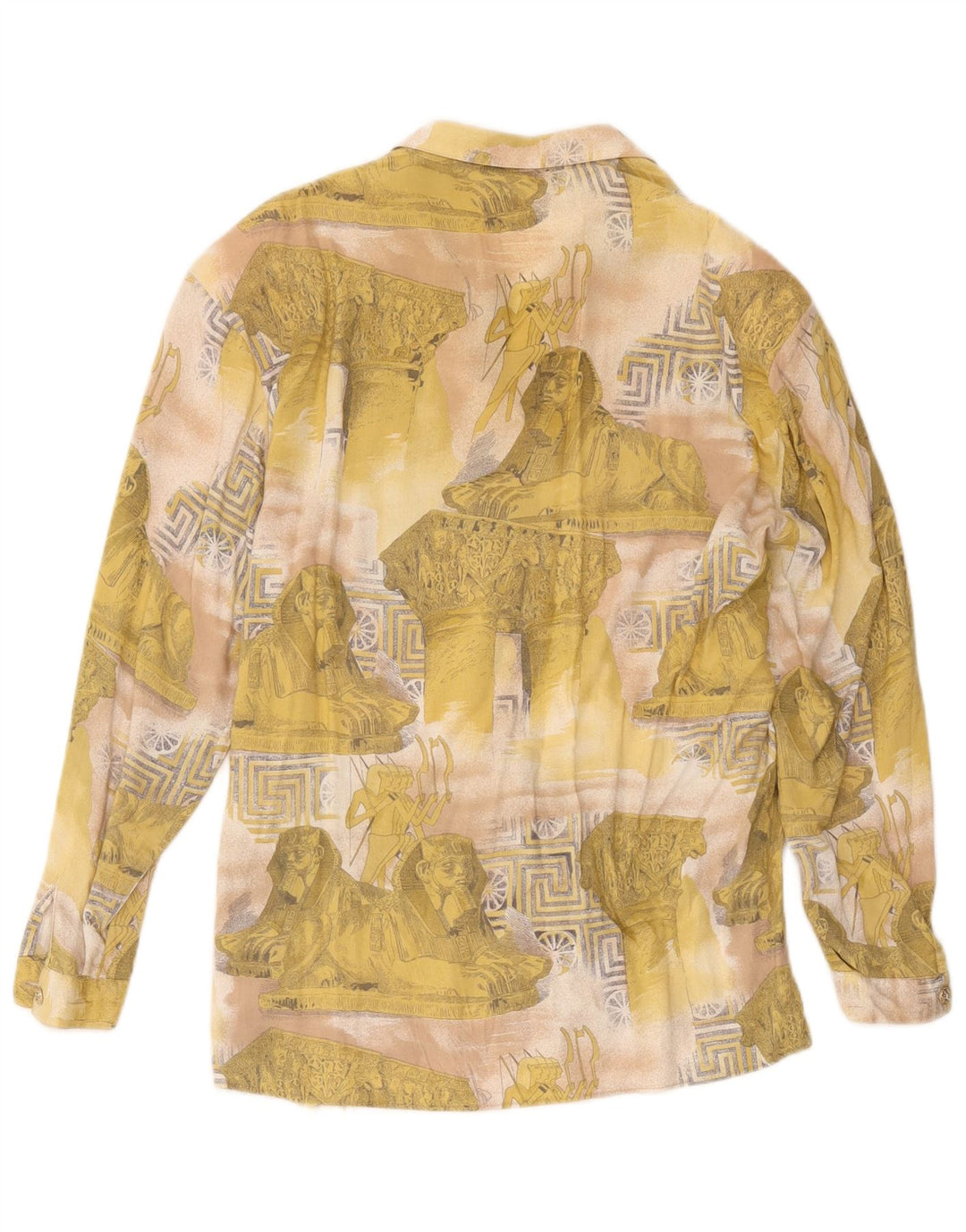 Blusa feminina vintage com estampa abstrata UK 16 grande amarela