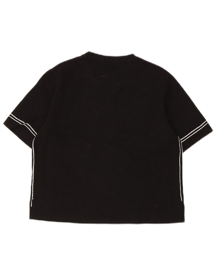 Suéter feminino ZARA de manga curta com gola redonda Reino Unido 12 médio preto